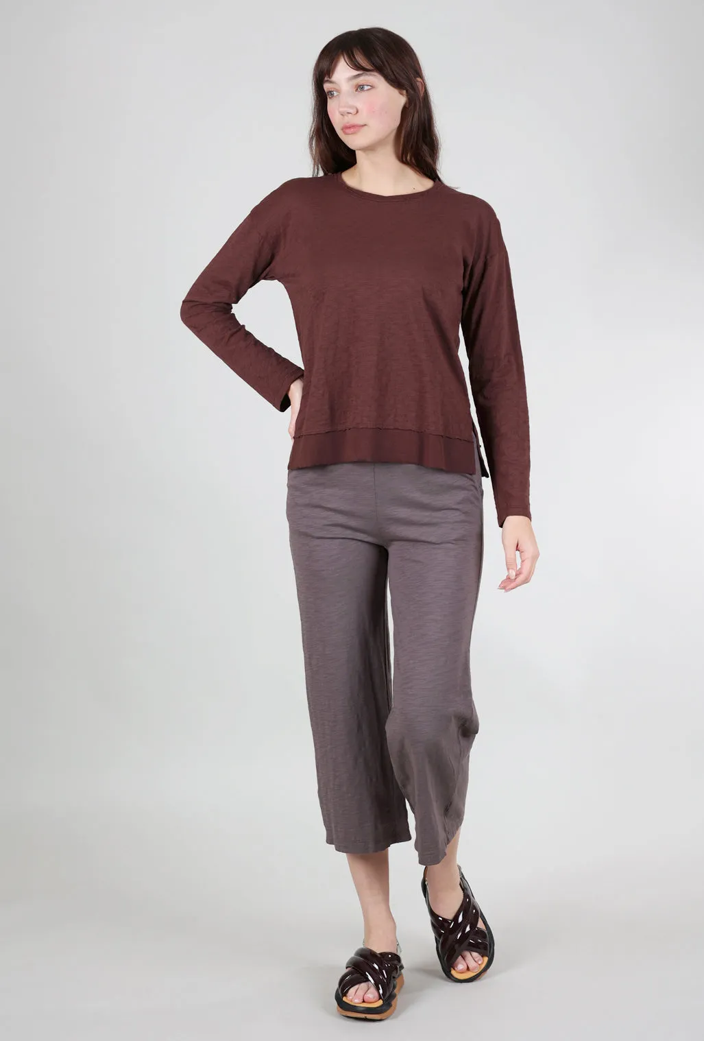 Sleek Design Wide Leg Crop Pants, Dark Pewter
