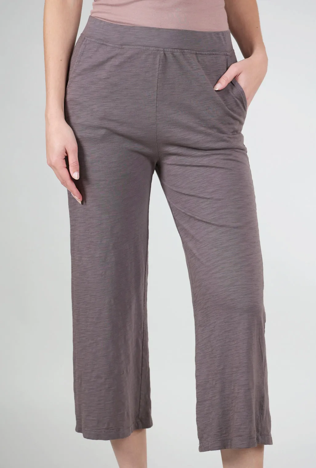 Sleek Design Wide Leg Crop Pants, Dark Pewter
