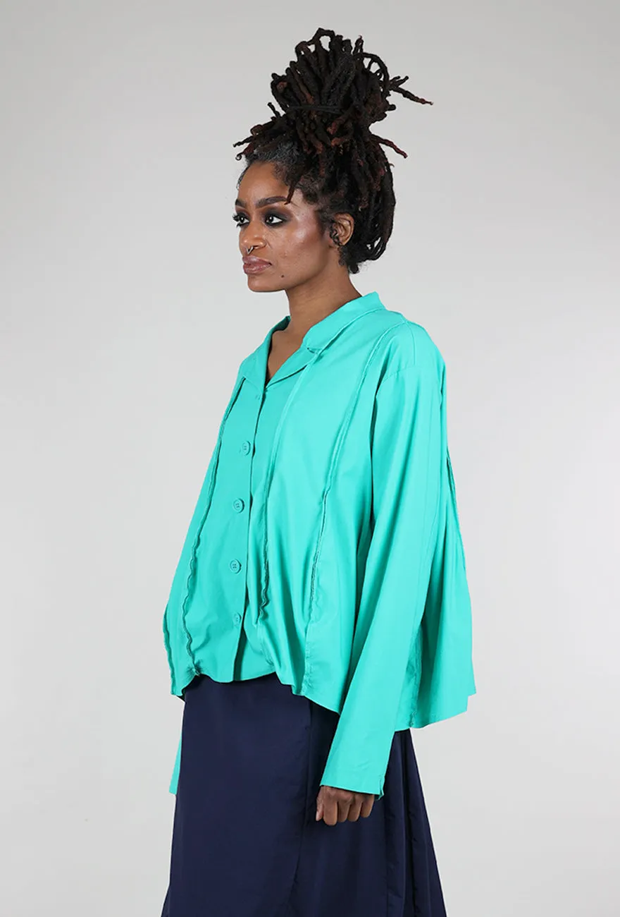 Sleek Fit Twill Tech Petal Seam Crop Jacket, Aqua