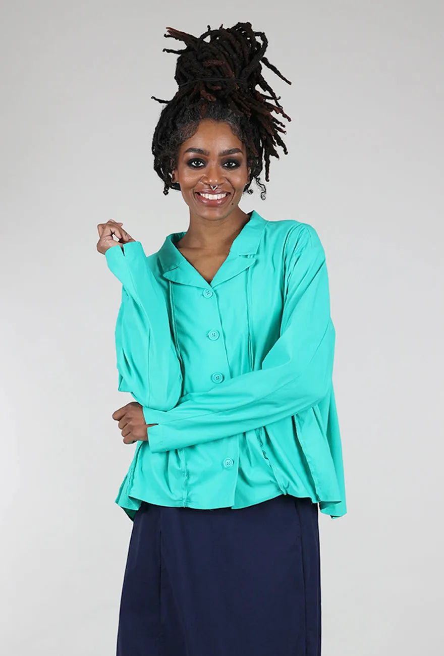 Twill Tech Petal Seam Crop Jacket, Aqua Weekend Comfort Cosmetics