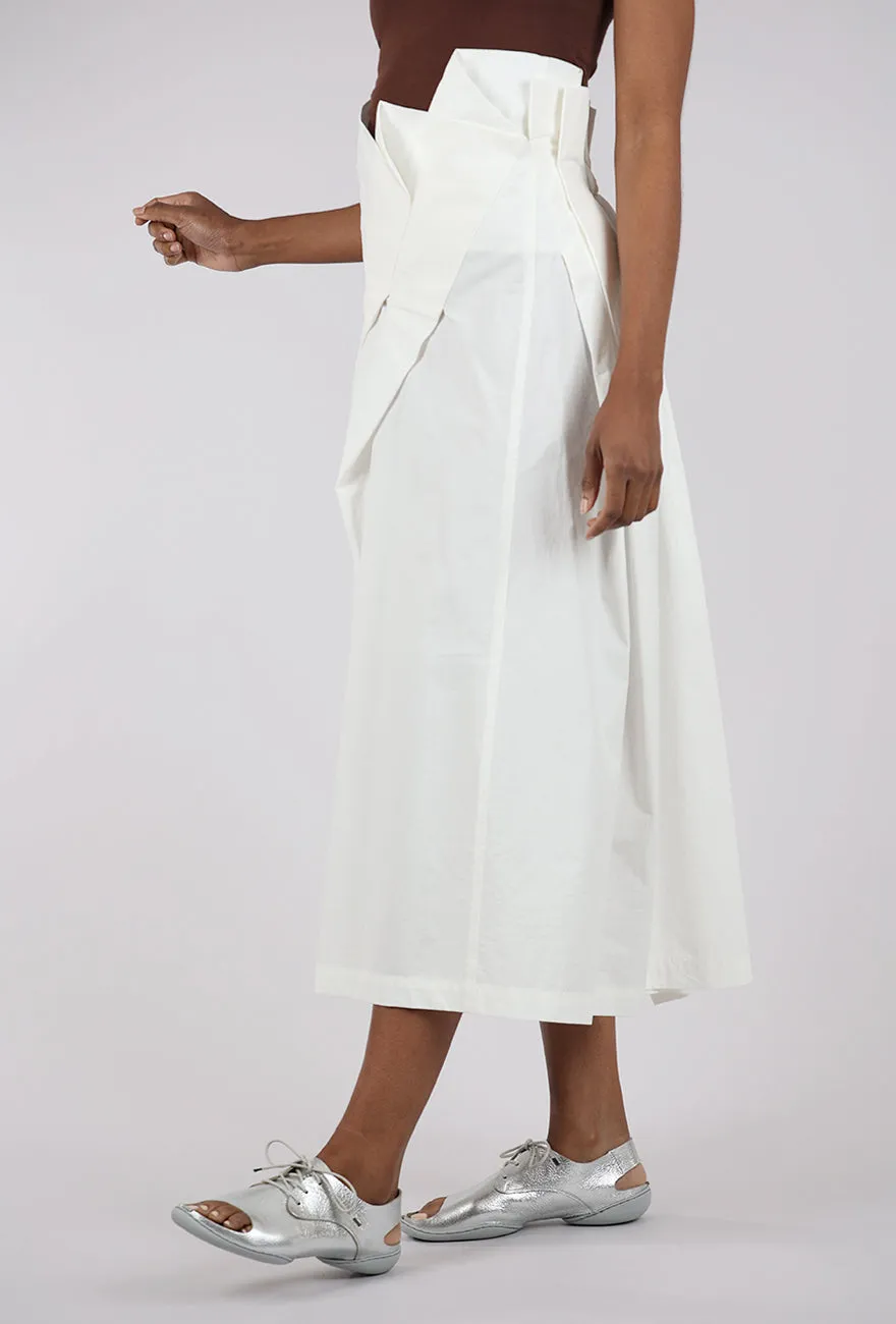 Sleek modern Gather Waist Skirt, White