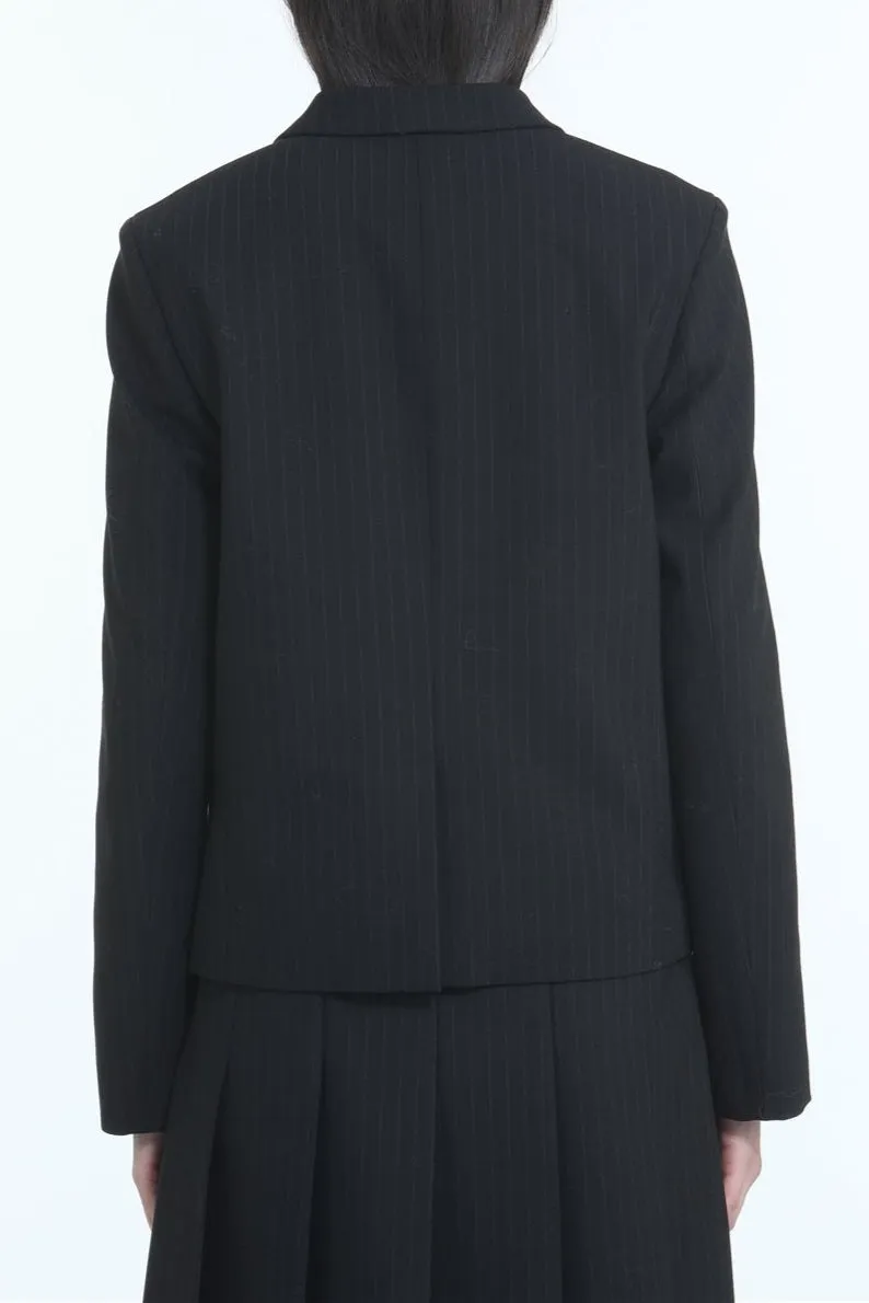 Sleek Silhouette Nero Pinstripe Jacket