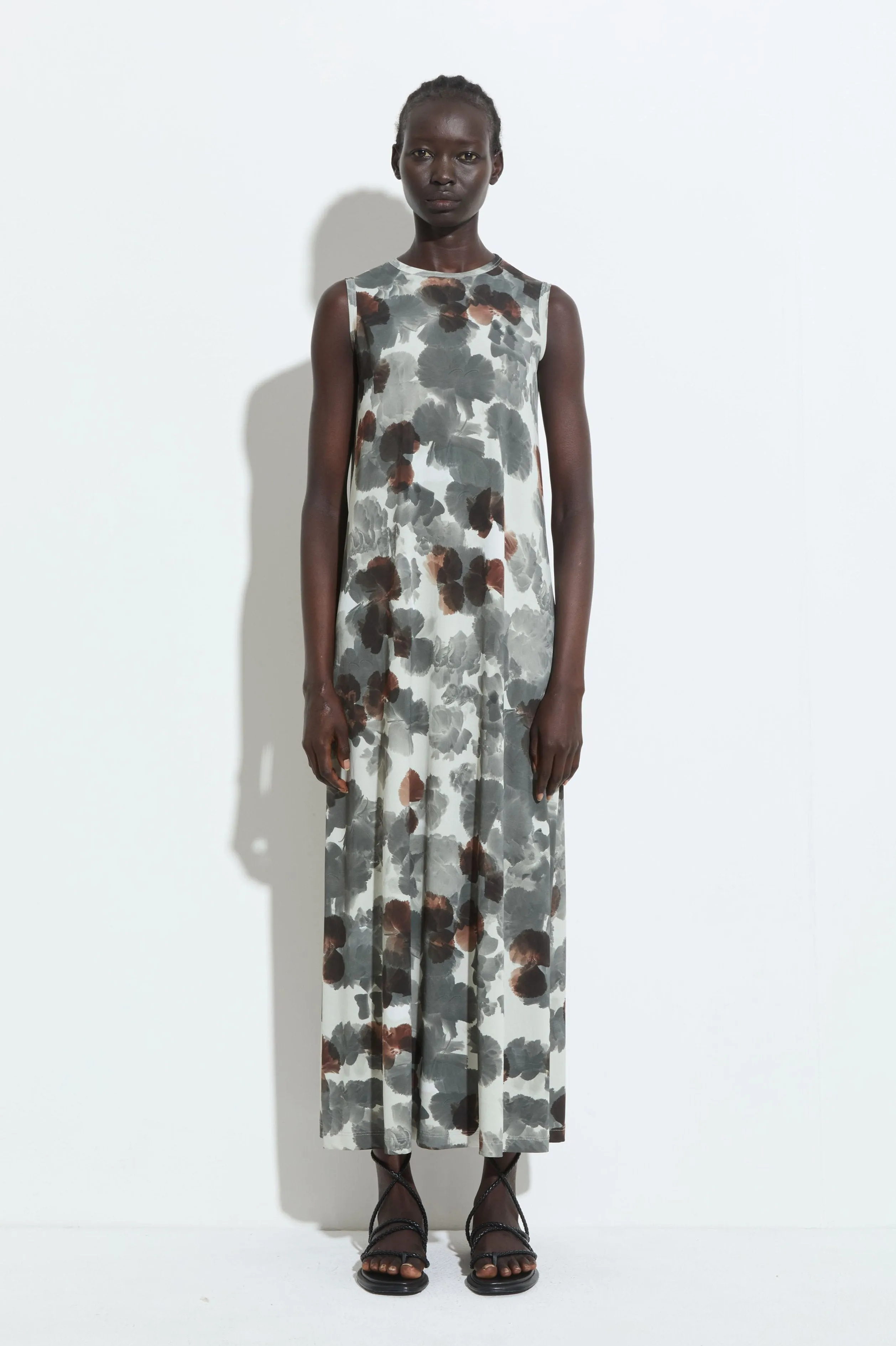 Sleeveless Grey Brown Dress Sequin Detail