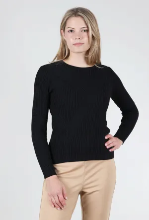 Soft winter pullover Multi-Stitch Shaker Sweater, Black