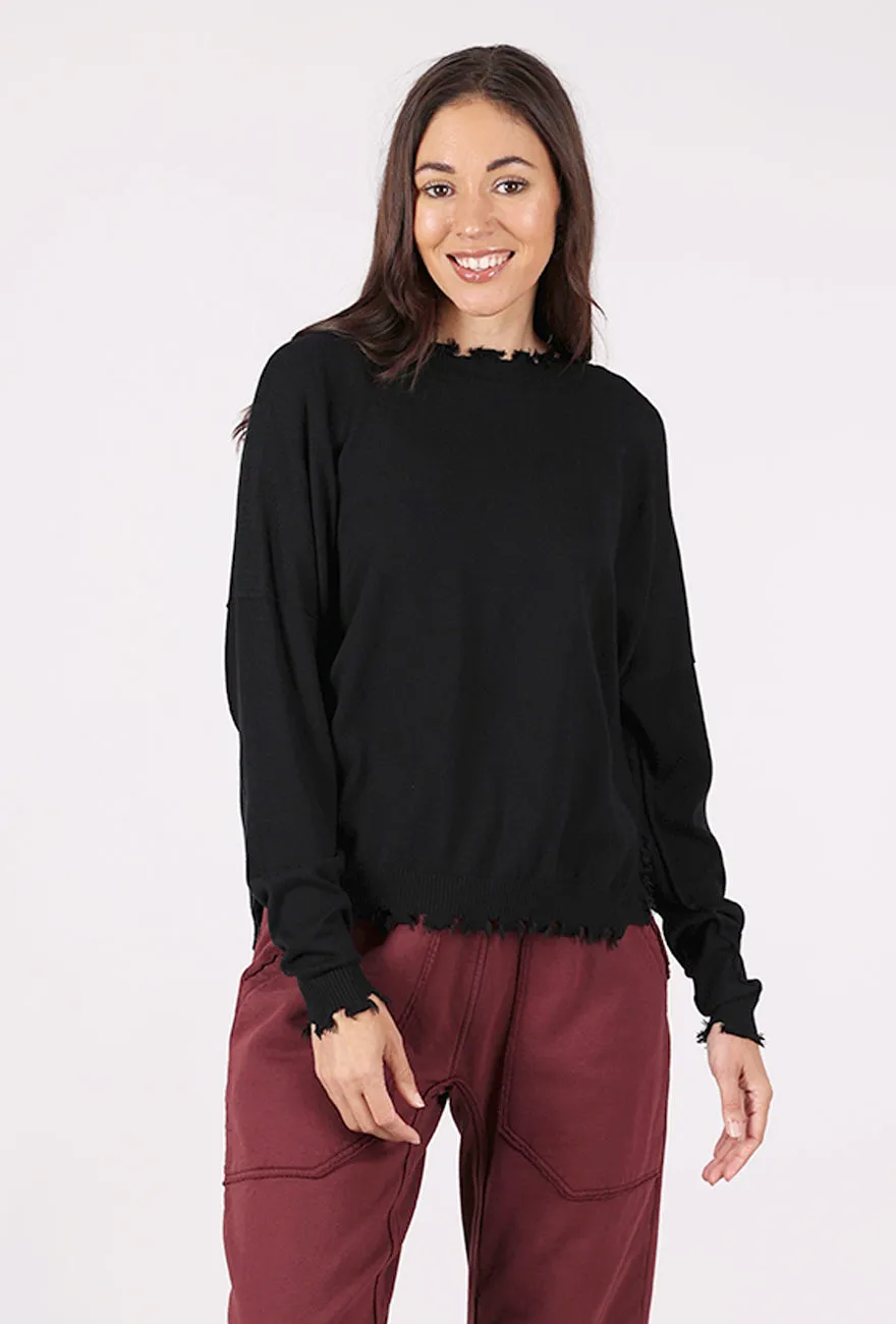 Shabby Chic Sweater, Black Casual evening sweater