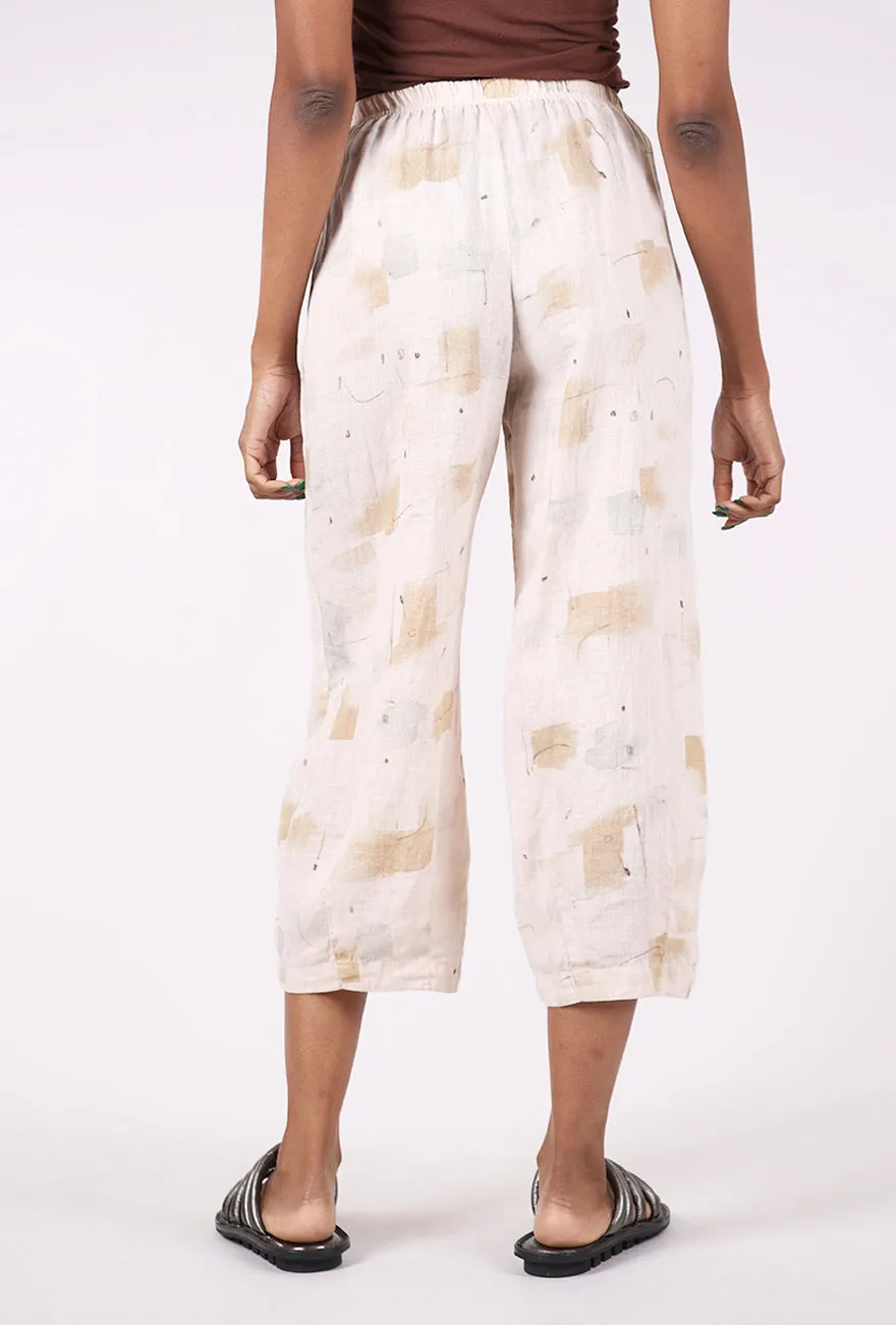 slim fit Brushstroke Linen Pant, Pearly