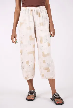 Polished Look Brushstroke Linen Pant, Pearly