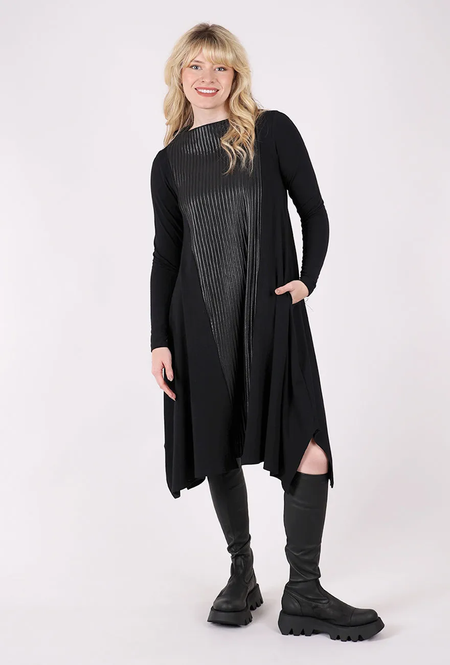 Slim Shape Ridged Dune Dress, Black