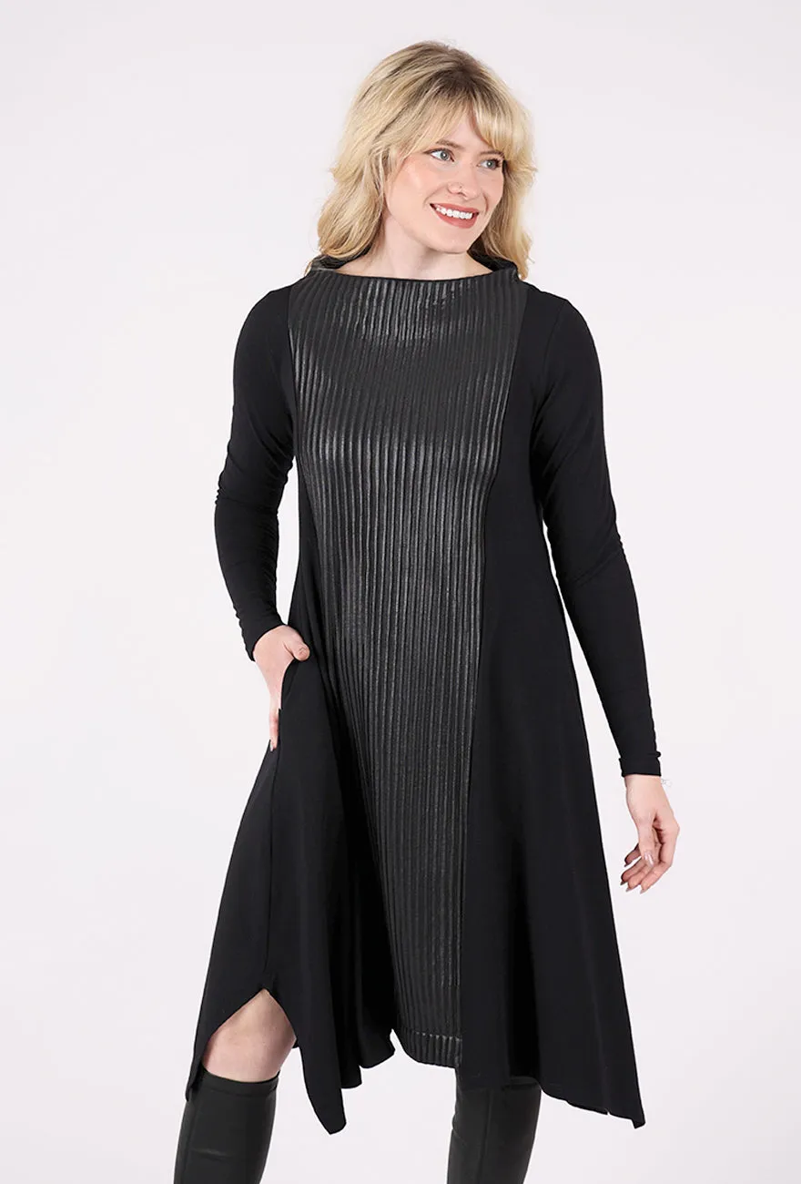 Slim Shape Ridged Dune Dress, Black