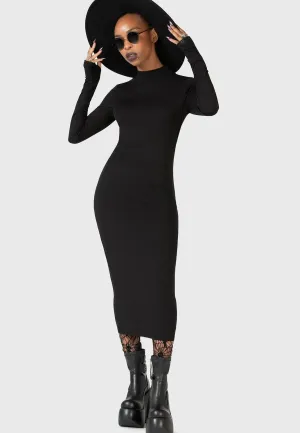 Killstar x Kihilist - Flash Of Presence Midi Black - Dress Spring Flow V Neckline