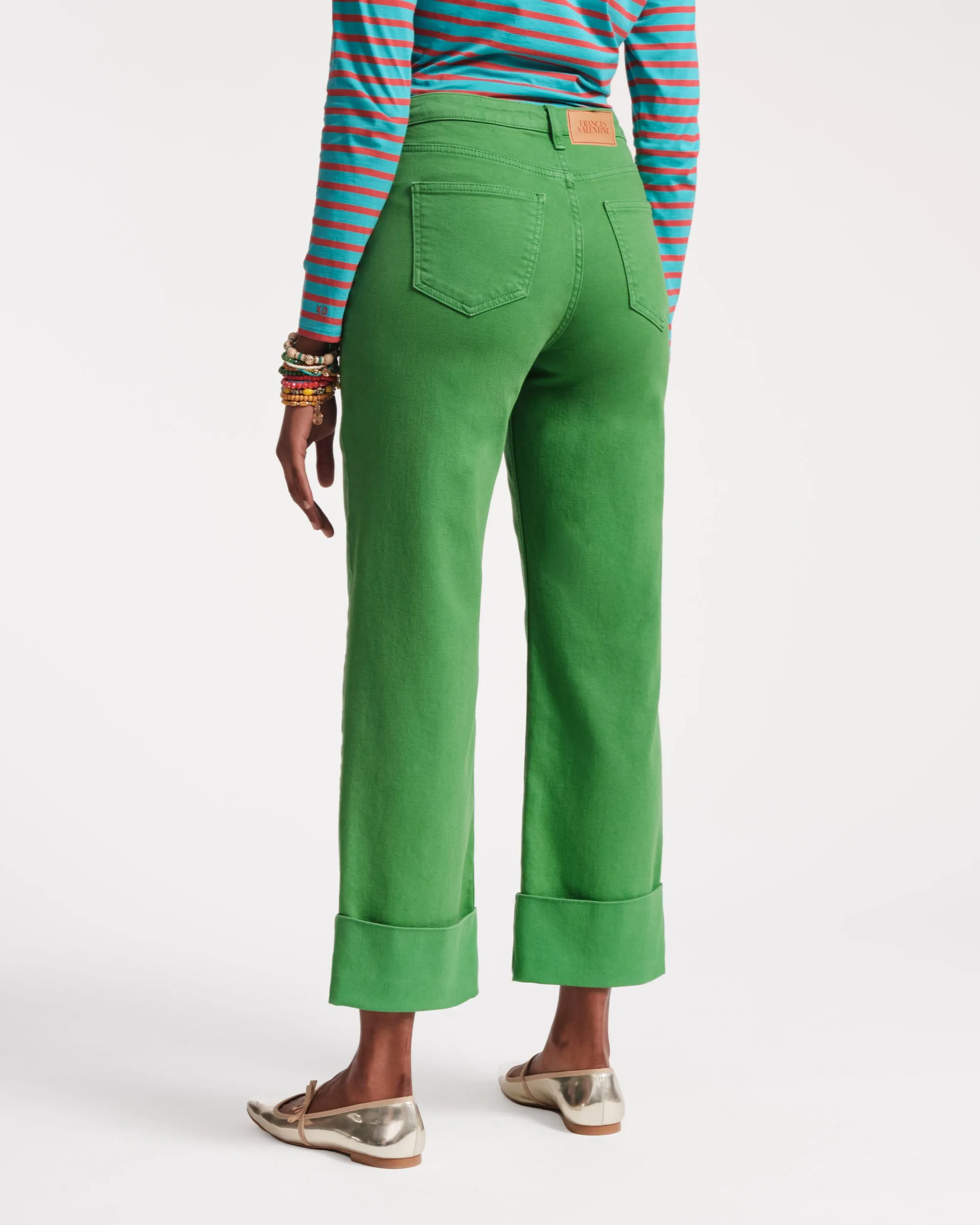 Smarty Cuffed Jeans - Green Flattering Style