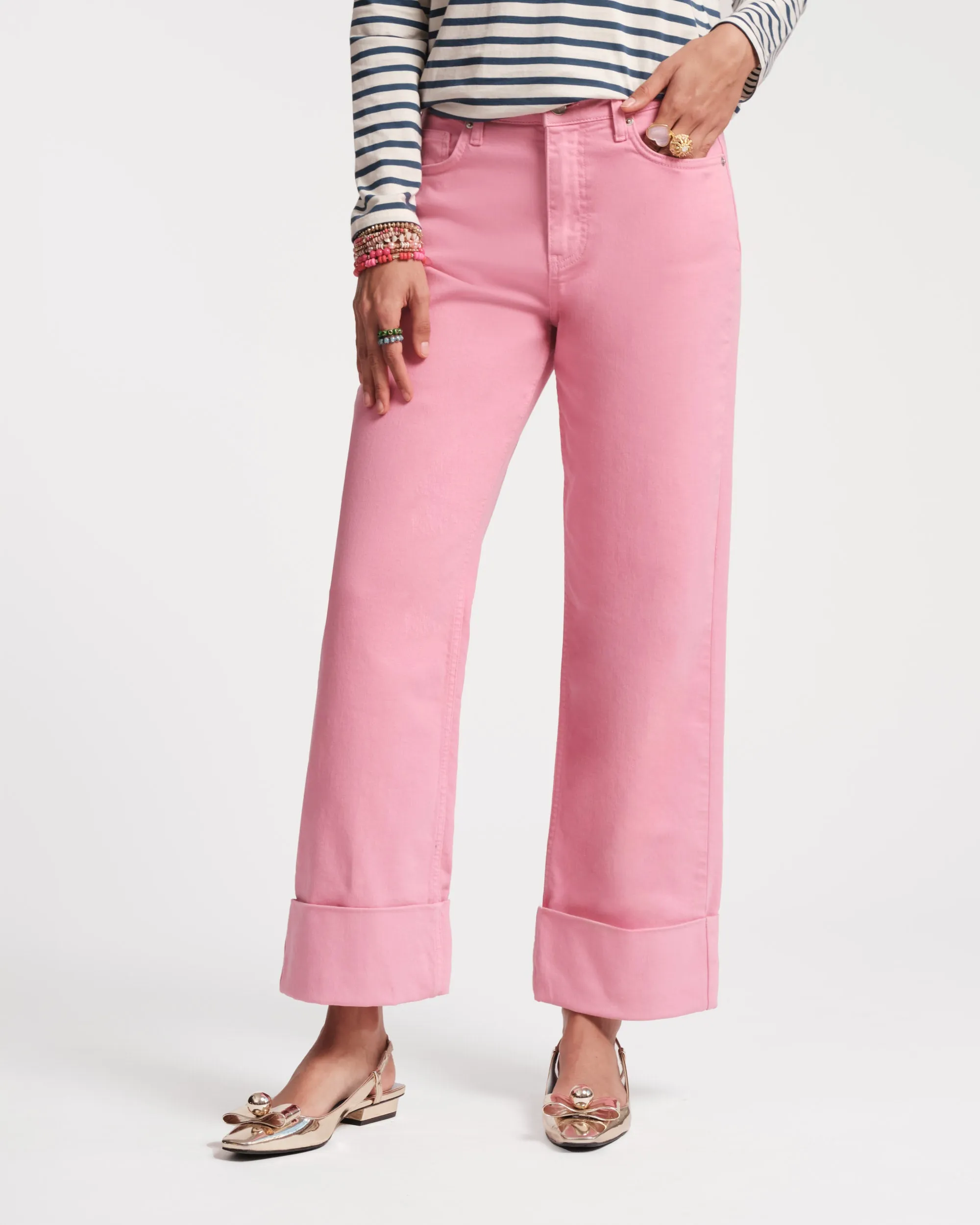 Smarty Cuffed Jeans - Pink Basic Look