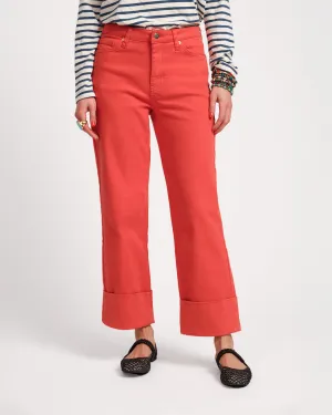 Smarty Cuffed Jeans - Red Comfortable Leg Wrinkle Resistant