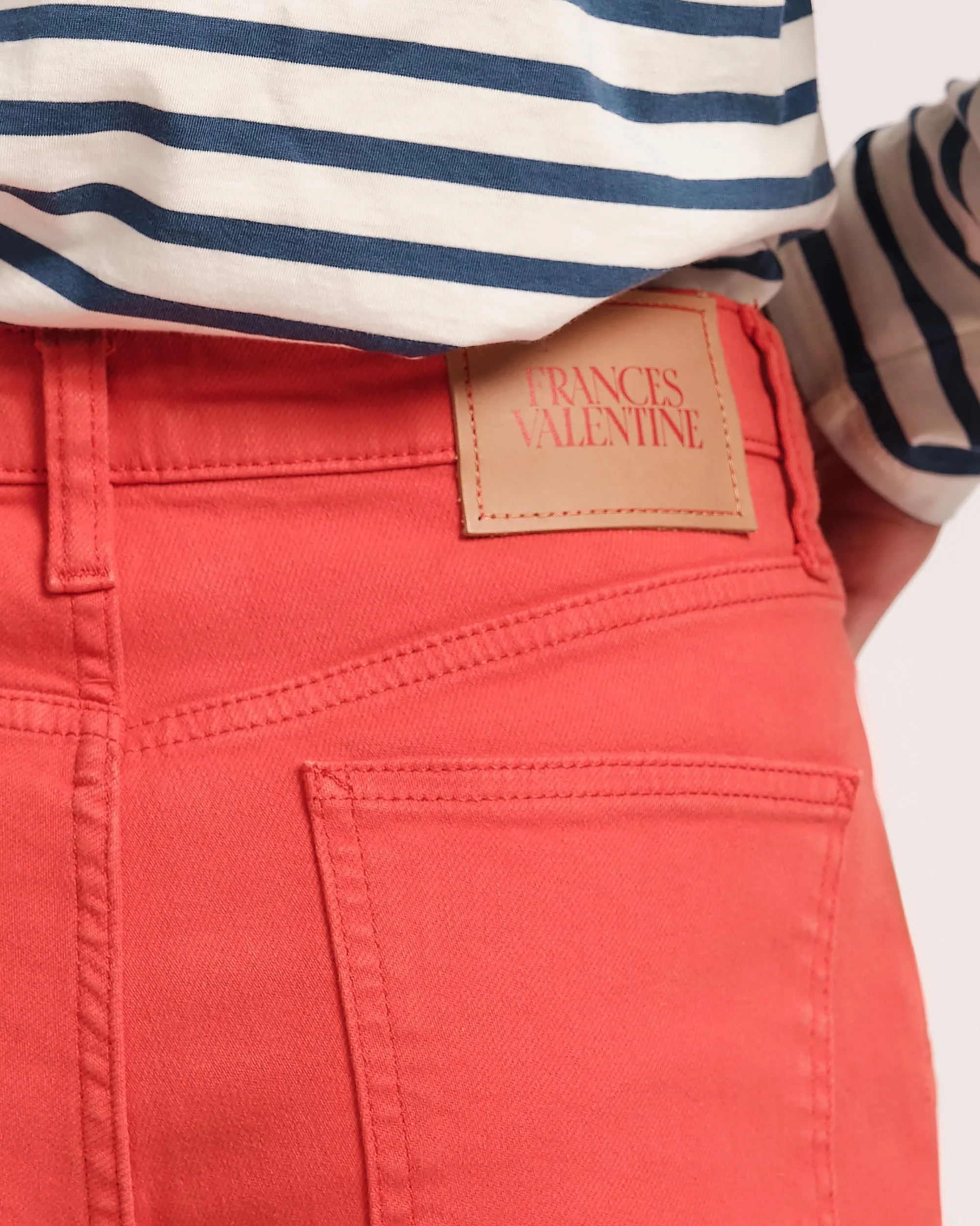 Smarty Cuffed Jeans - Red Stretchy Waist