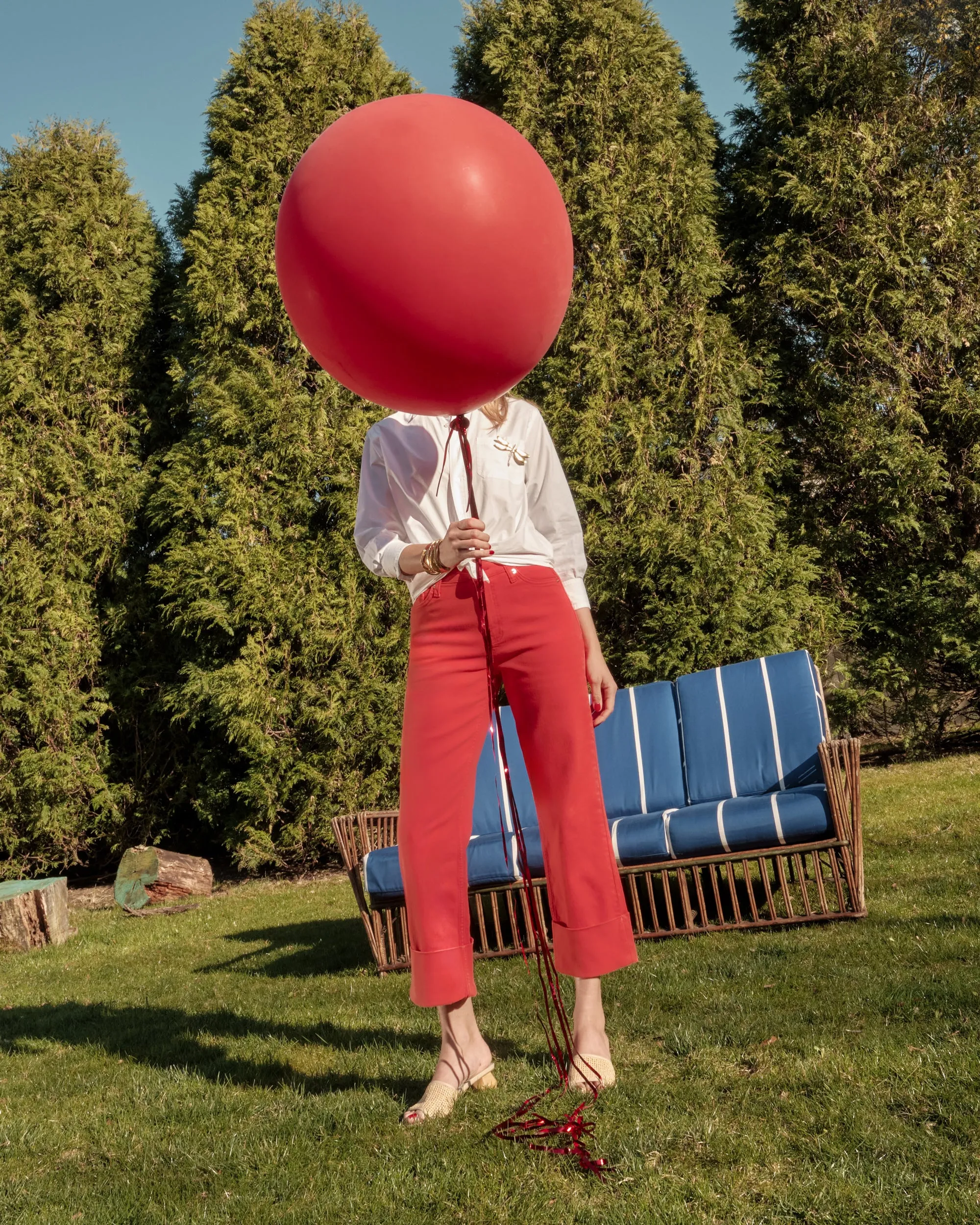 Smarty Cuffed Jeans - Red Stretchy Waist