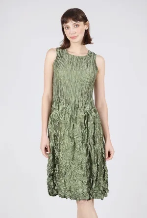 Statement-Buttons Smash Pocket Dress, Glossy Olive
