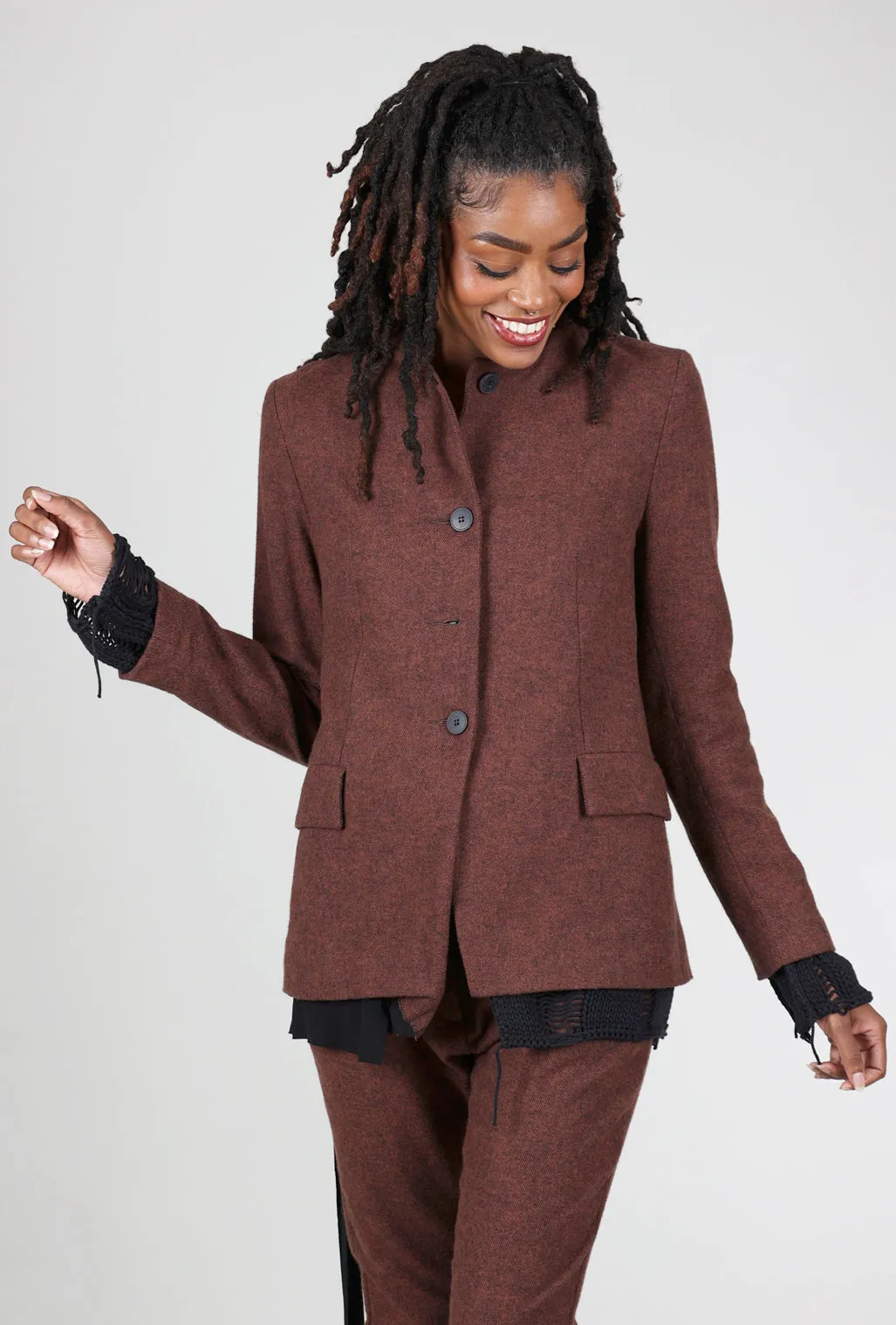 Smith Flannel Jacket, Dark Terracotta solo travel polka dotted