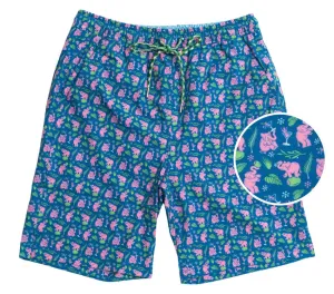 Fresh Comfort Classic Vibe Pink Elephants: Swim Trunks - Blue
