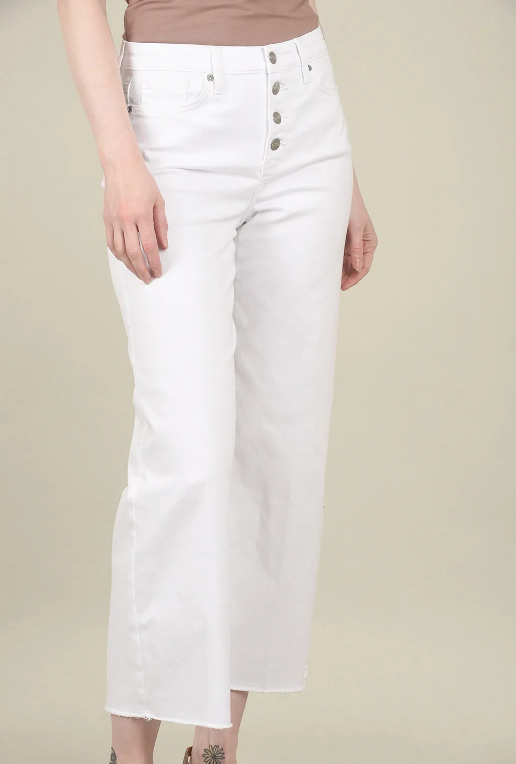 Smooth Touch Teresa Wide Ankle Denim, Optic White