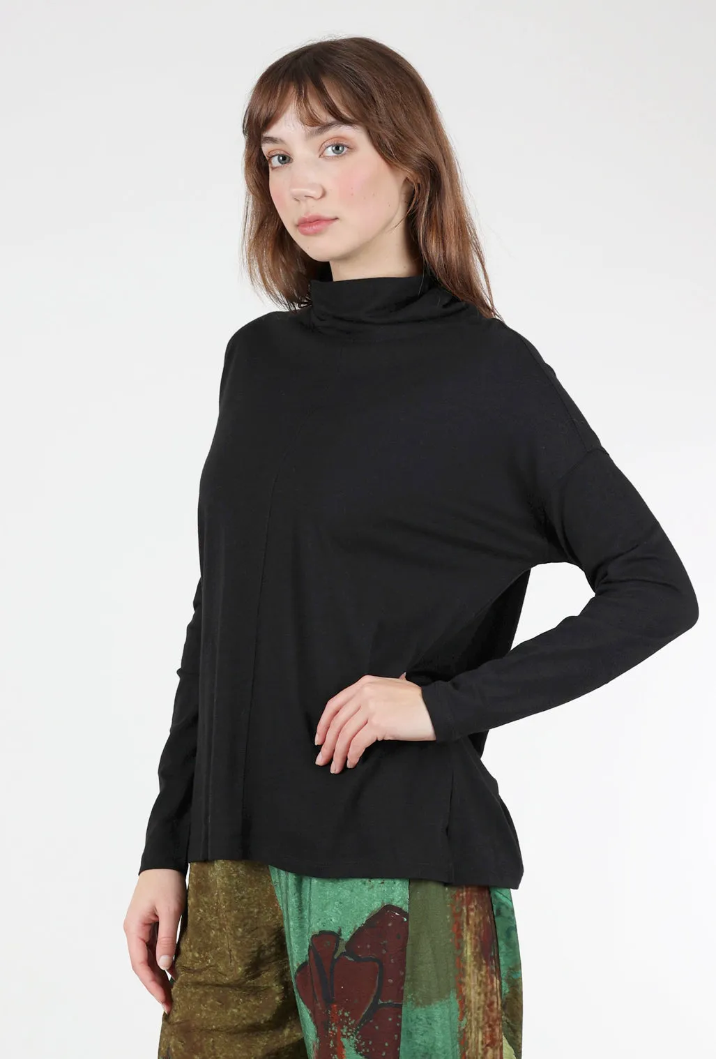Snug feel L/S Easy Mock Neck, Black
