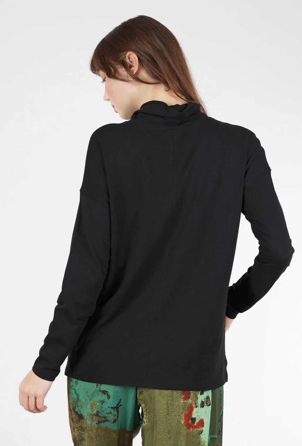 Snug feel L/S Easy Mock Neck, Black
