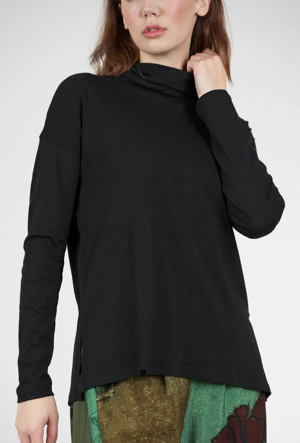 Snug feel L/S Easy Mock Neck, Black