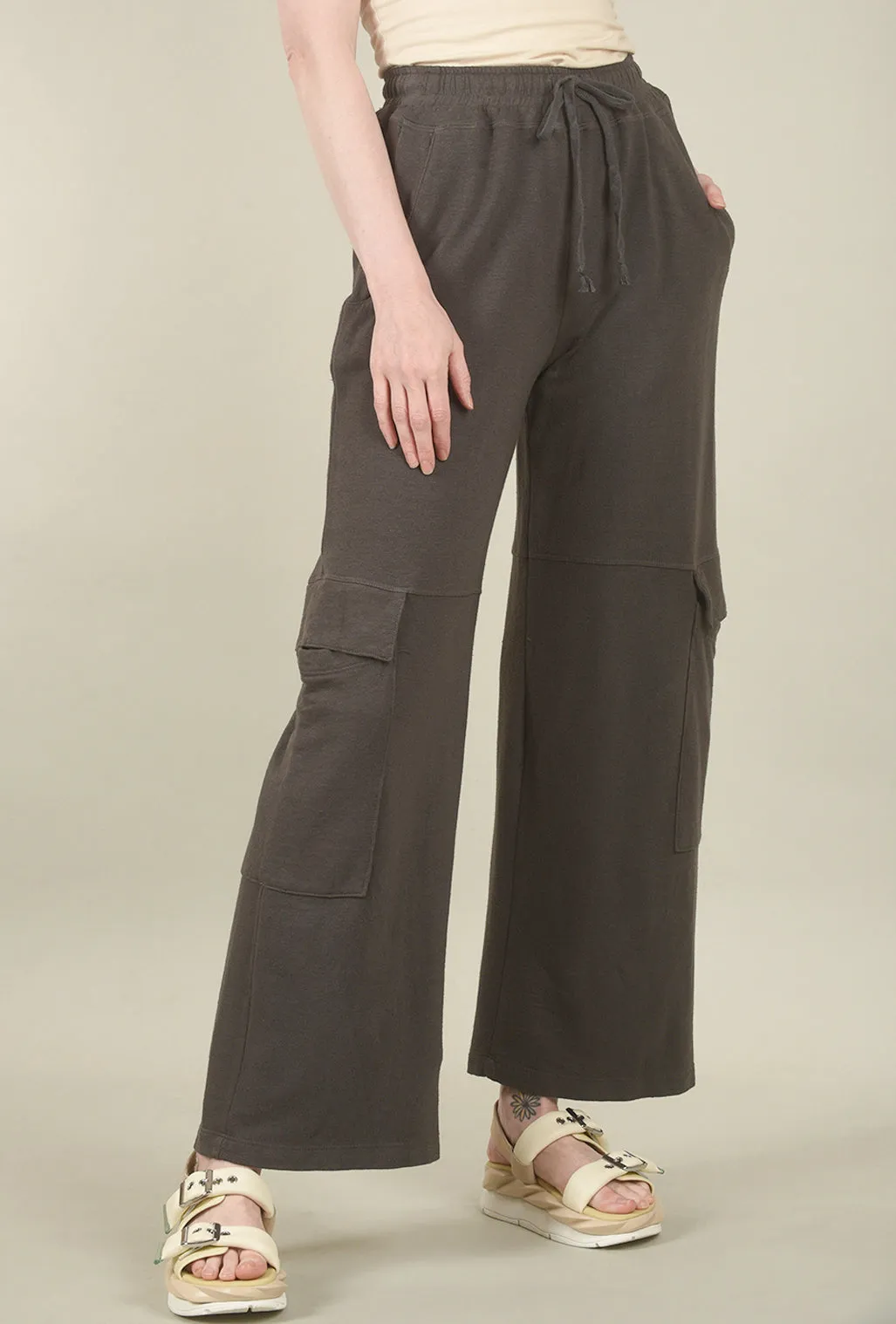 Soft Fabric Cargo Sweatpant, Washed Black