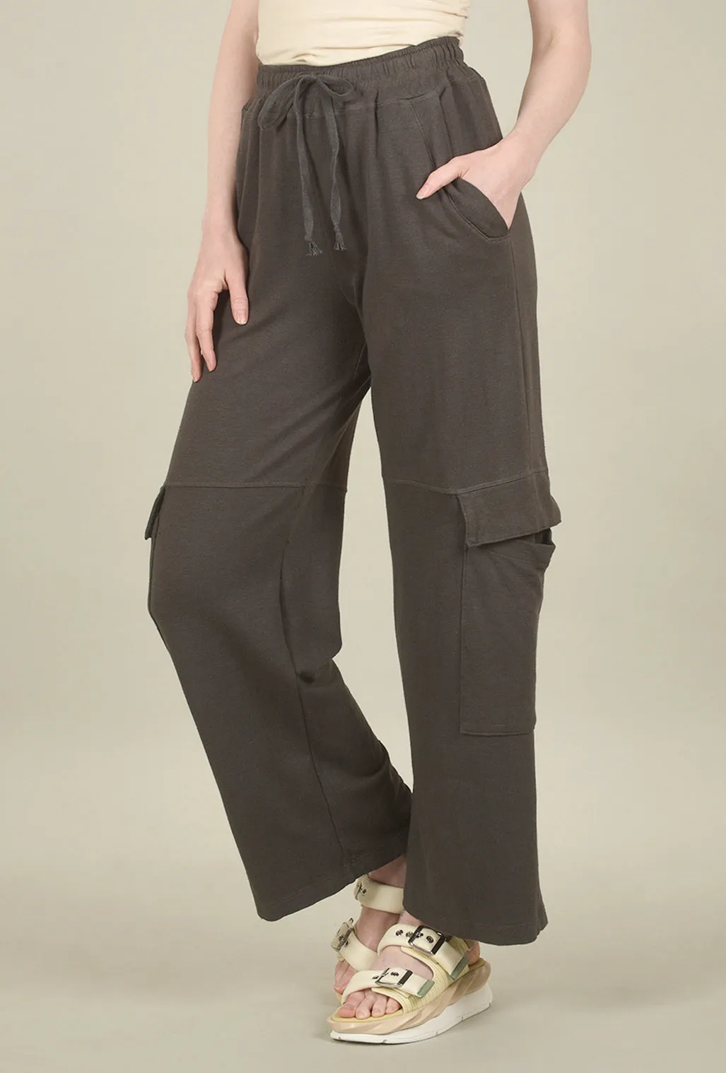 Soft Fabric Cargo Sweatpant, Washed Black