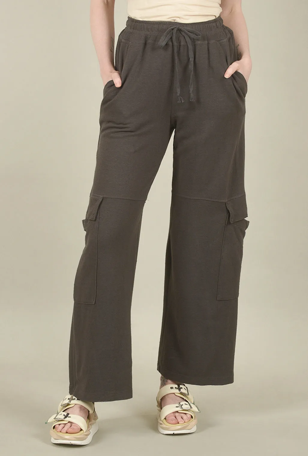 Cargo Sweatpant, Washed Black Adjustable Fit Airy Feel
