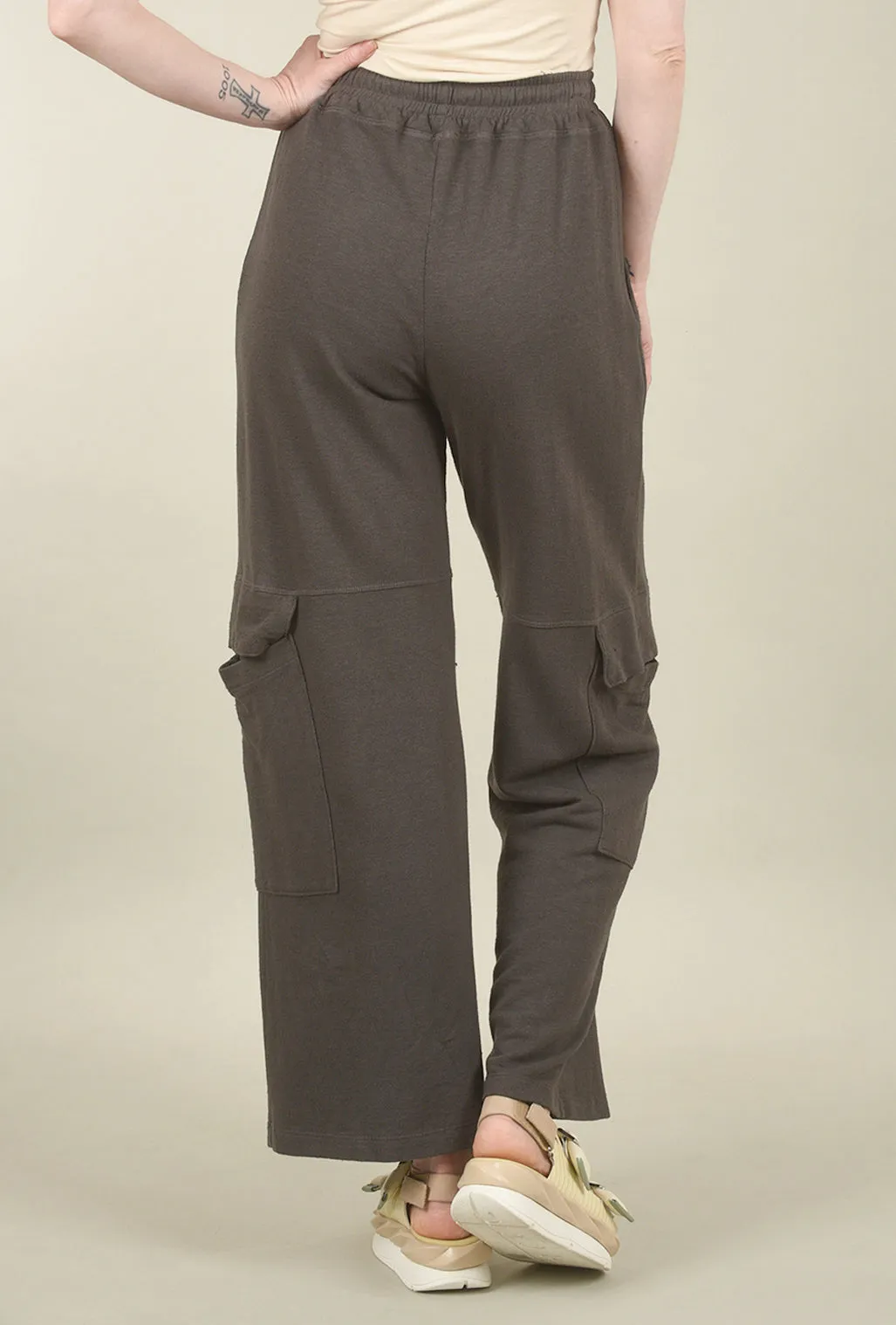 Soft Fabric Cargo Sweatpant, Washed Black