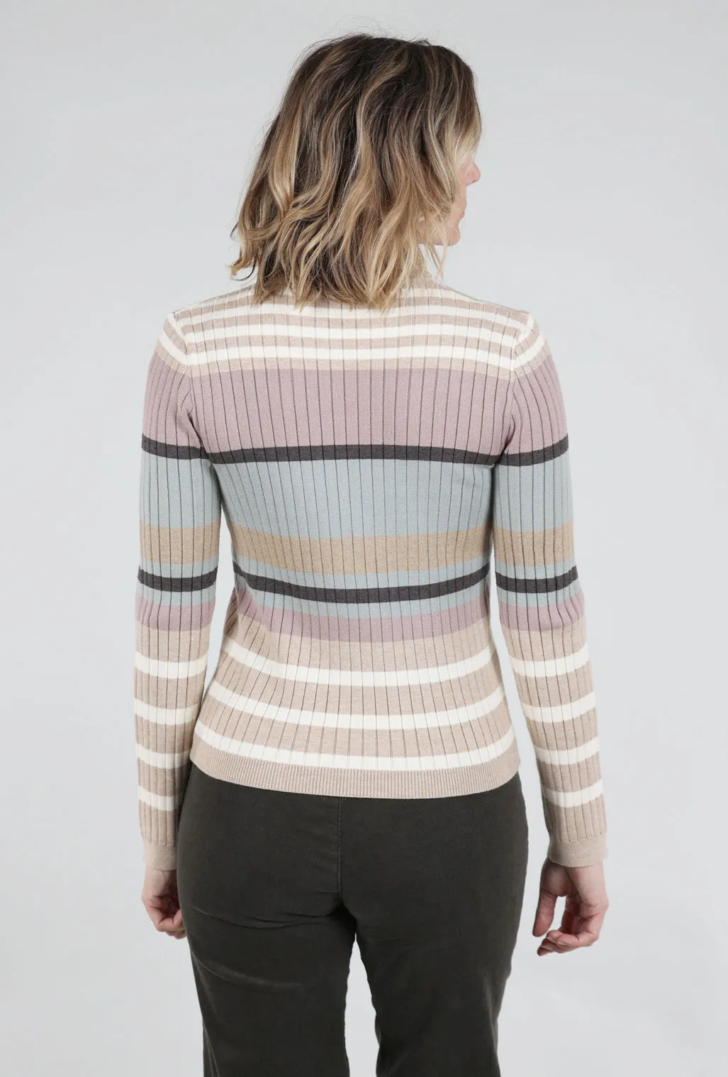 soft fit Colorblock Stripe Pullover, Ivory/Latte