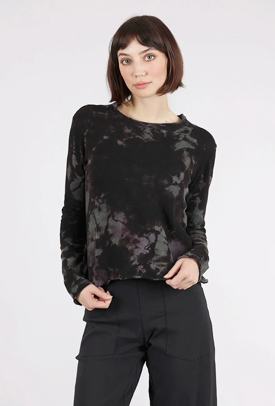 Crop Cozy Spiral Dye Top, Stormy color block detail