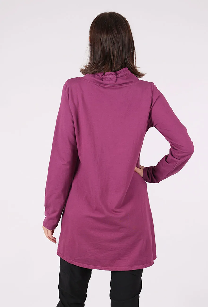 soft fit Drawstring Cowl Tunic, Razzleberry