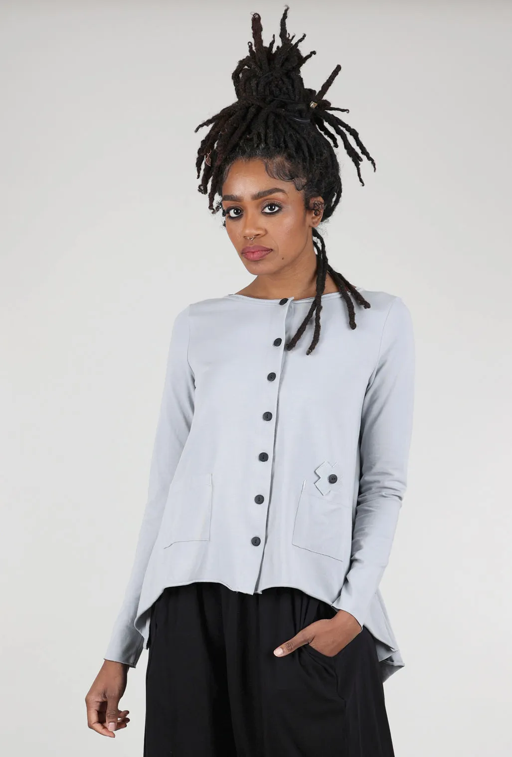 Cotton Blend Daily Wear A Jardigan, Light Gray