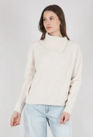 Easy Split Collar Sweater, Salt Slim-fit knitted sweater