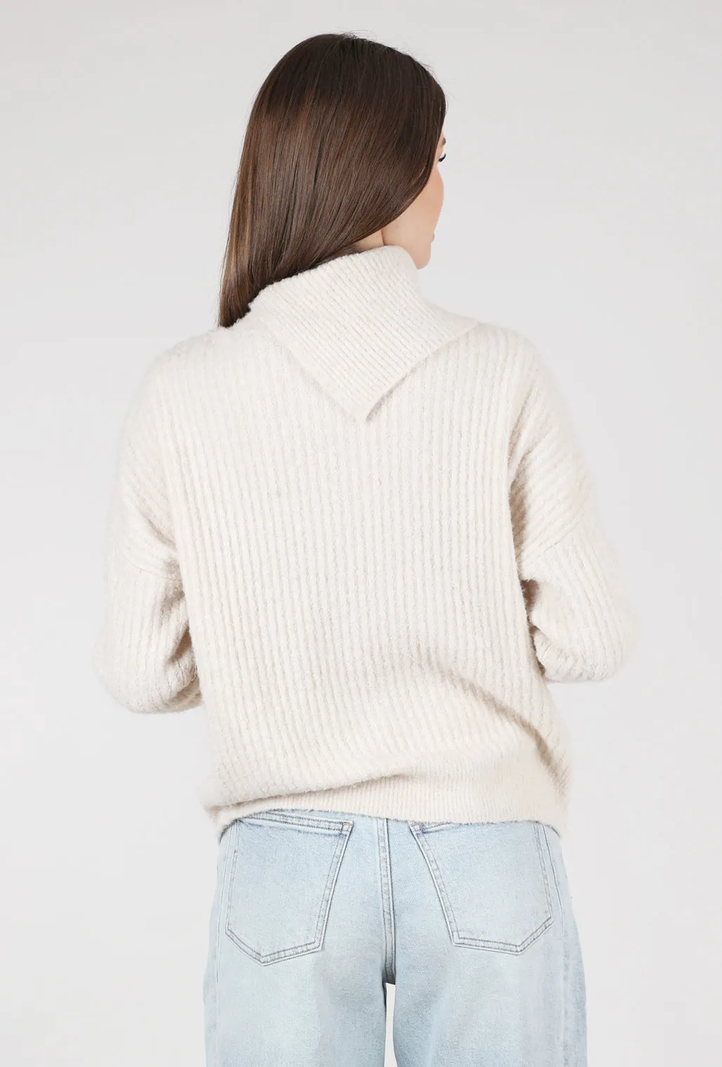 Soft Smooth Easy Split Collar Sweater, Salt