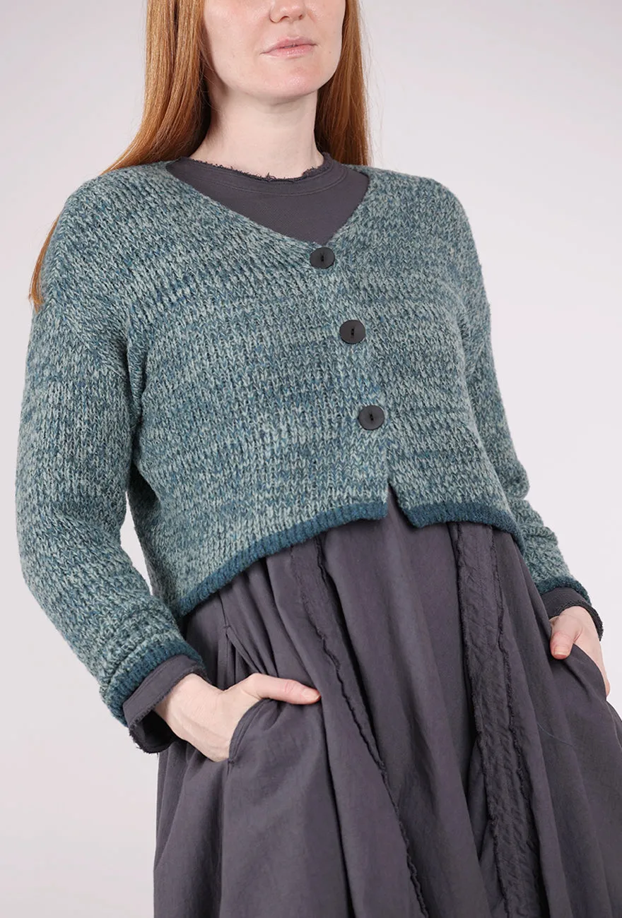 Soft Smooth Marled Crop Cardie, Sky Mix