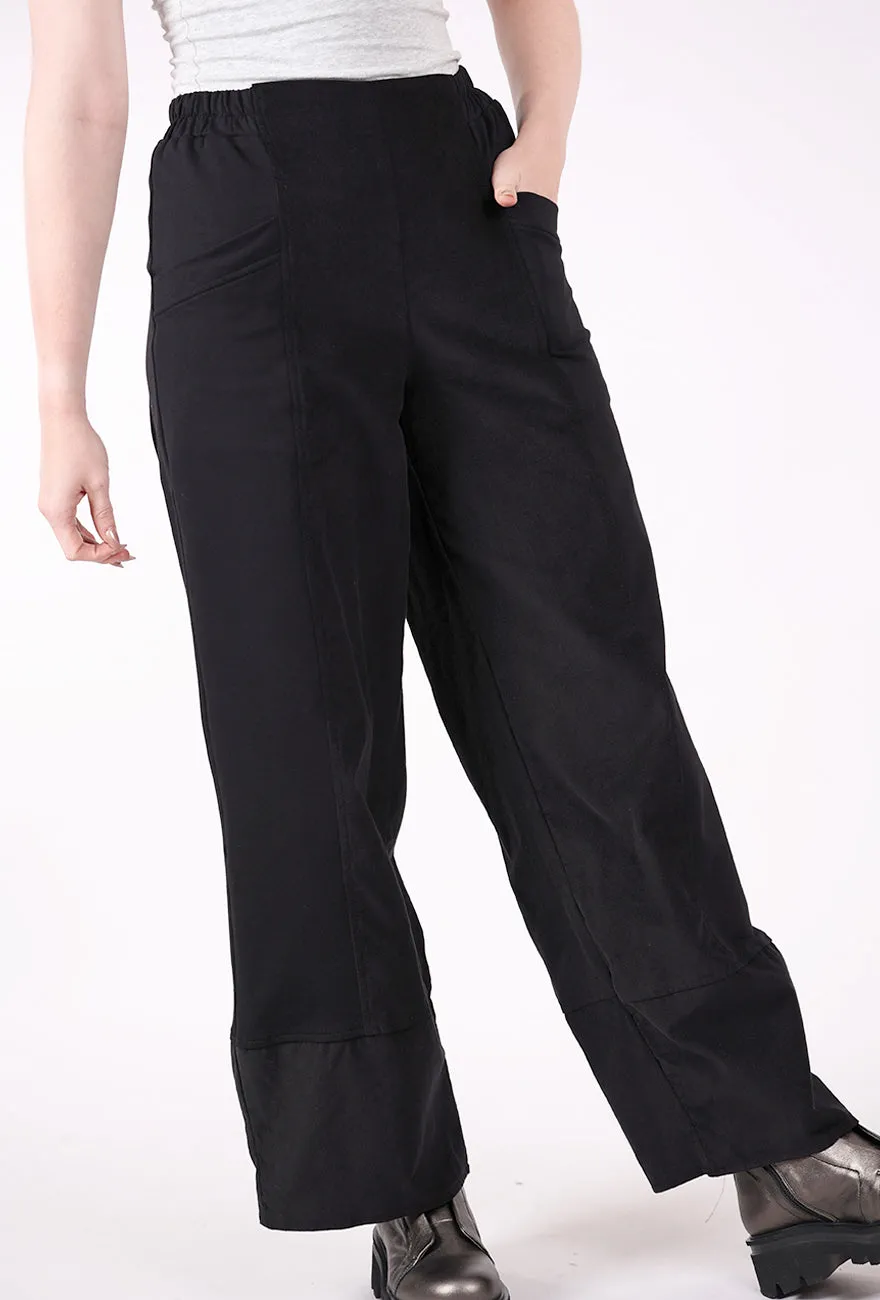 Soft Texture Sable Cord/Jersey Pant, Black