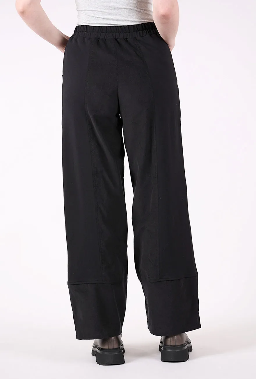 Soft Texture Sable Cord/Jersey Pant, Black
