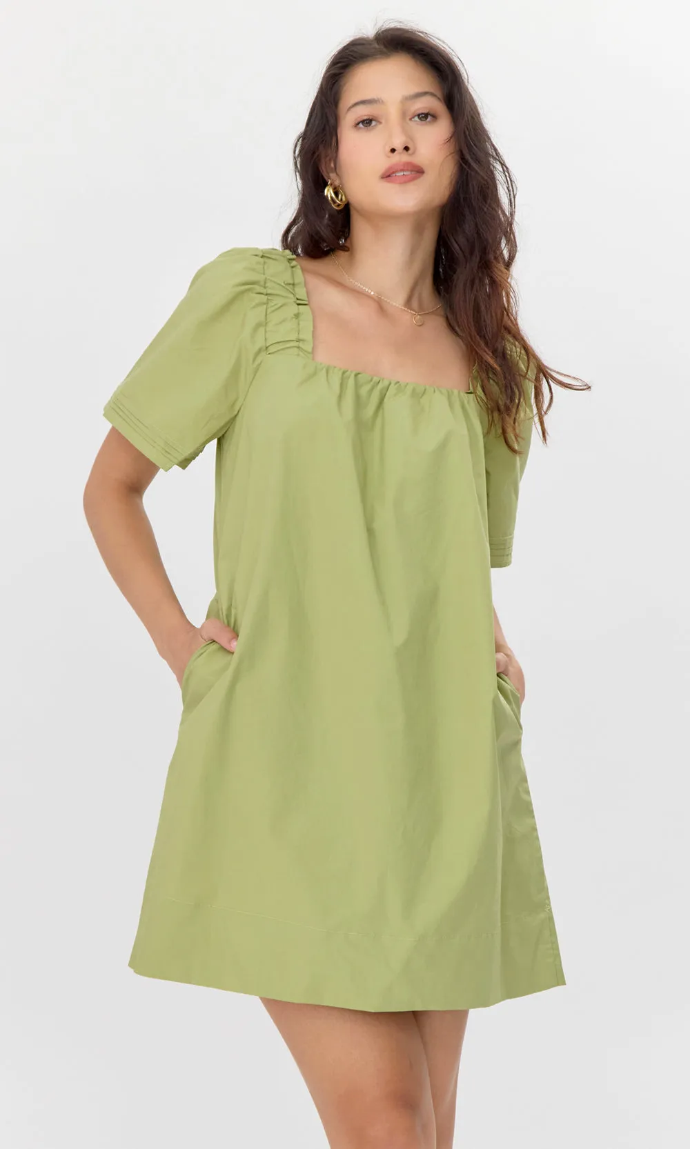 Soft Touch Nadia Poplin Square Neck Mini Dress