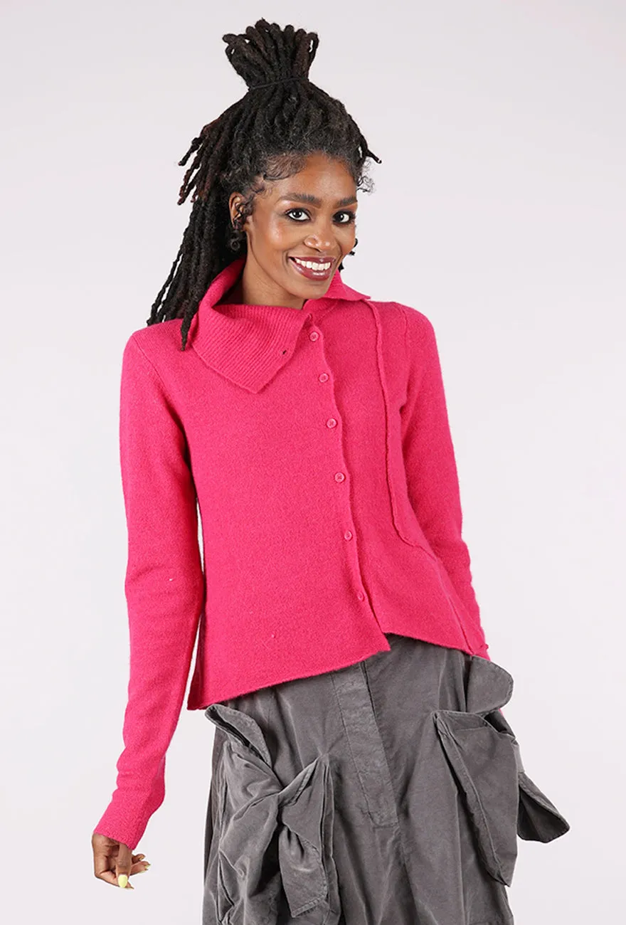 Softy Seamed Off Center Cardie, Lotus Fleece-lined Thick