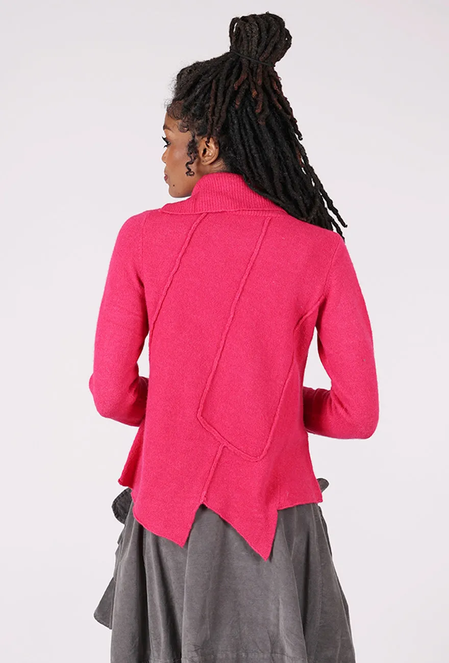 Softy Seamed Off Center Cardie, Lotus Fleece-lined Thick
