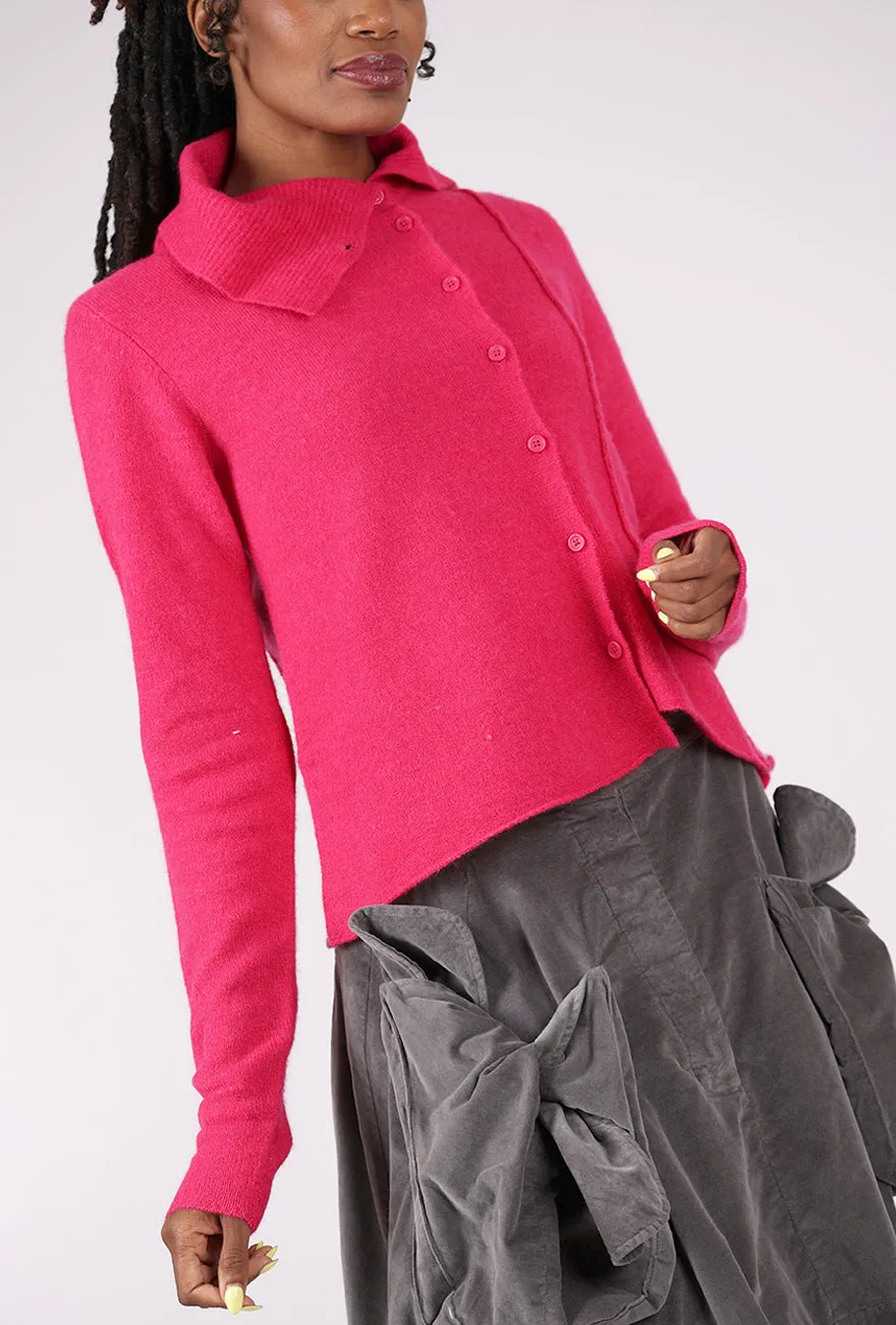 Softy Seamed Off Center Cardie, Lotus Fleece-lined Thick