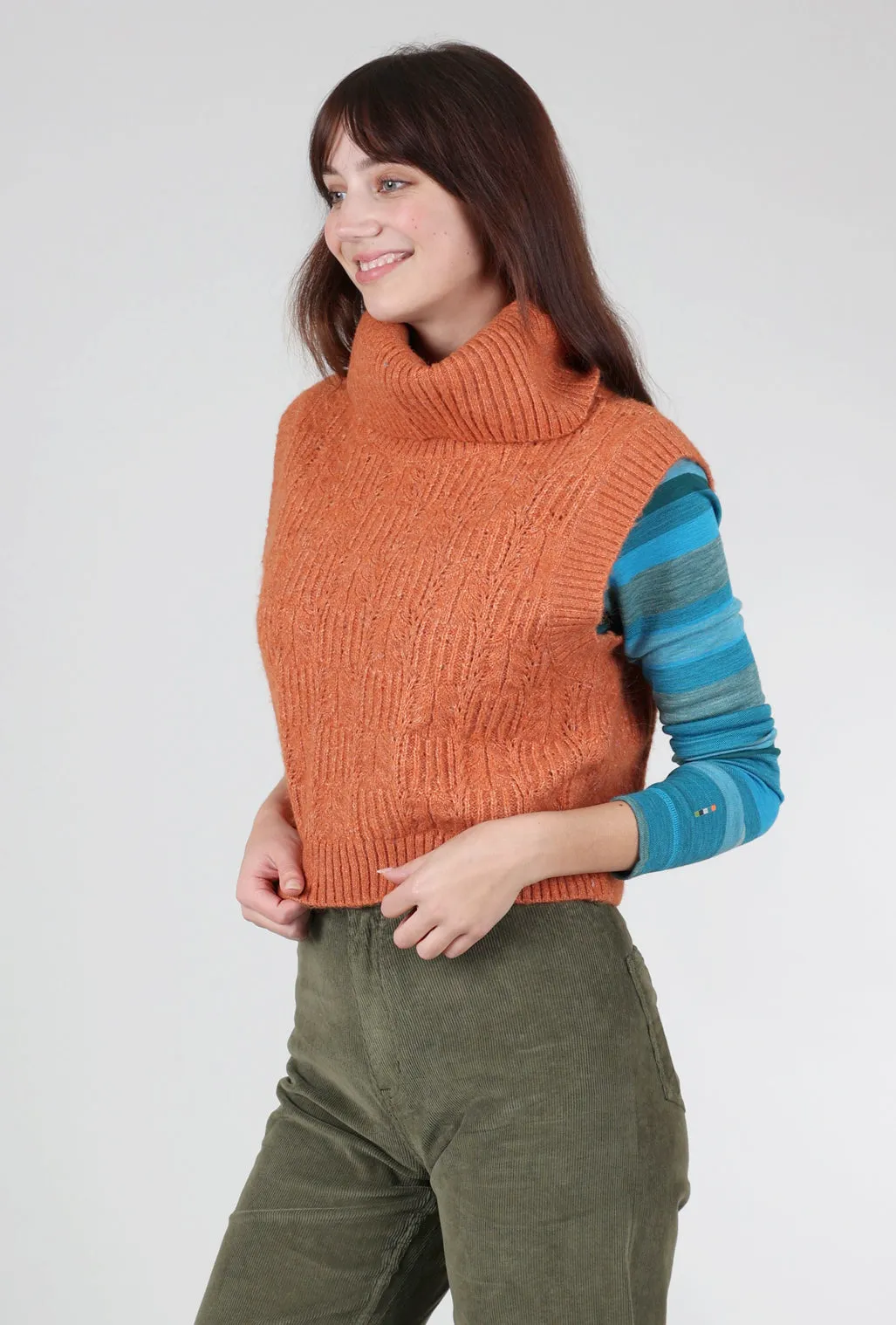 Solid Color Versatile Marlene Vest, Burnt Orange