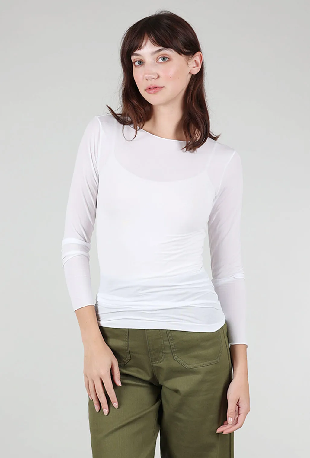 Solid Raw Edge Second Skin Top, White literary vibe women's commute