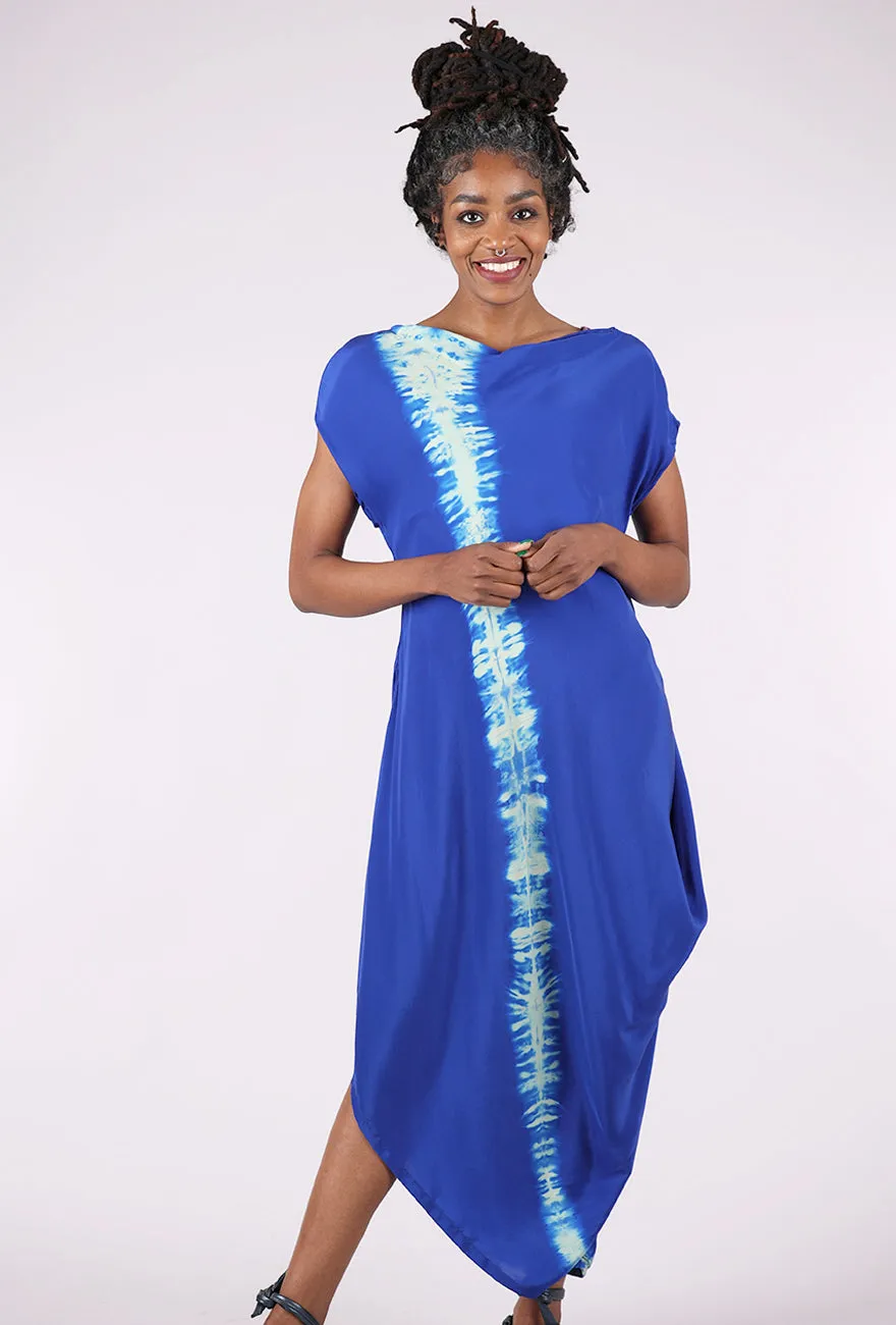 Drawstring-Closure Vacation Vibes Spine Dye Siren Dress, Cobalt