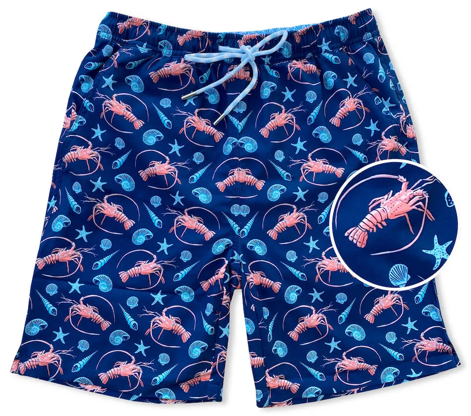 Spiny Lobster Season: Swim Trunks - Deep Blue Sporty Casual