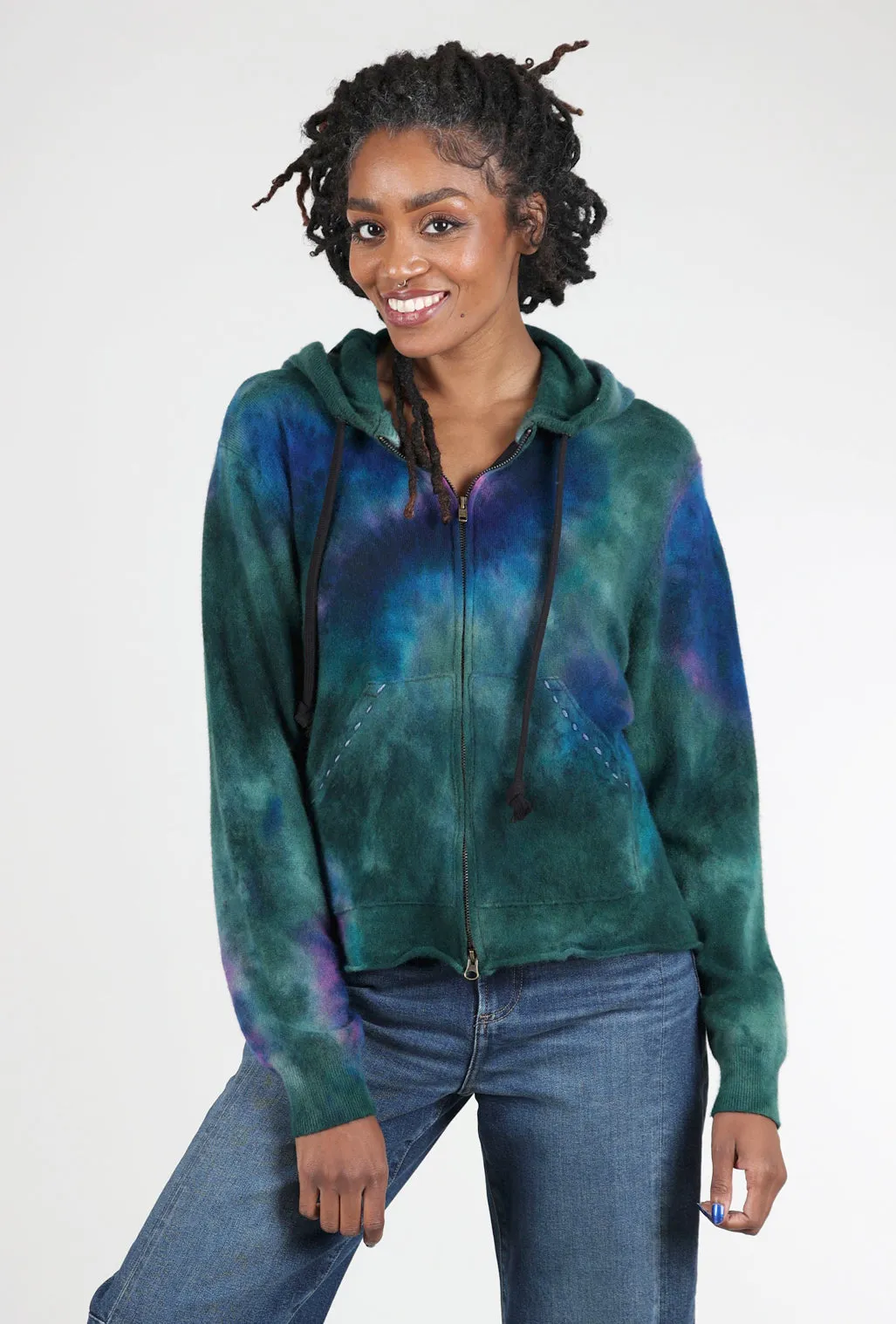 Warm Layers Spirograph Oversized Hoodie, Forest/Jewel