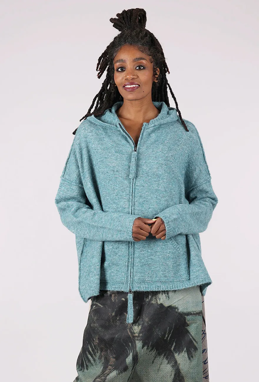 Splendid Melange Zip Sweater, Lagoon breathable sweater