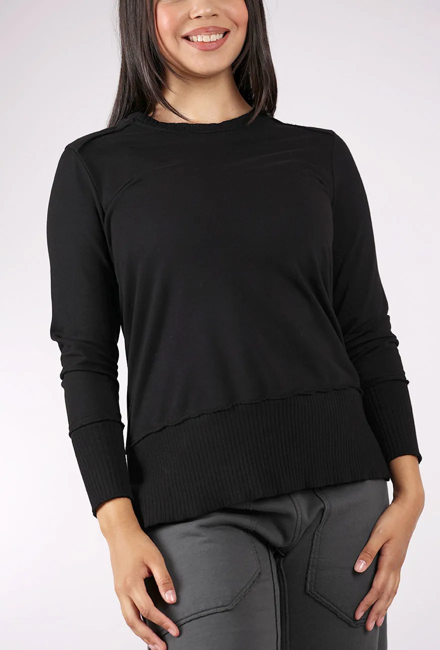 Split Rib Trim Pullover, Black Timeless Appeal
